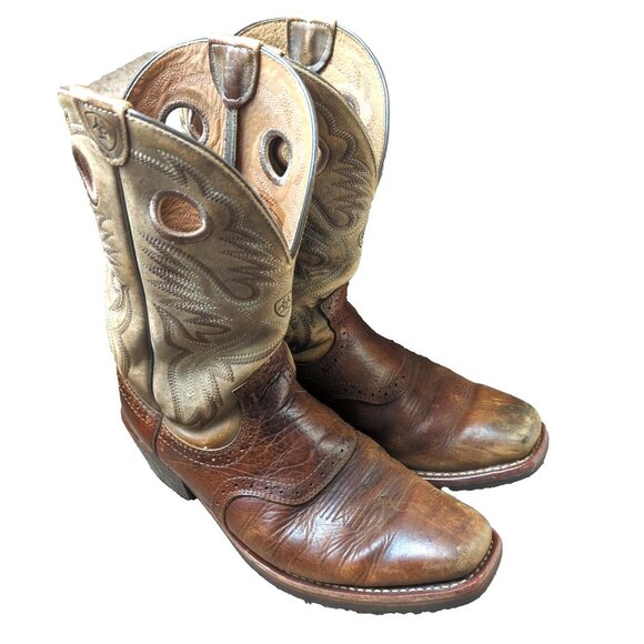 Ariat Heritage Roughstock Square Toe Leather Boots Brown Mens Size 10.5-lp - Picture 2 of 14